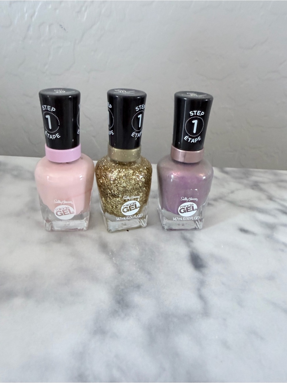 Sally Hansen Miracle Gel Nail Polish Trio - Pink, Gold, Lavender Pearl